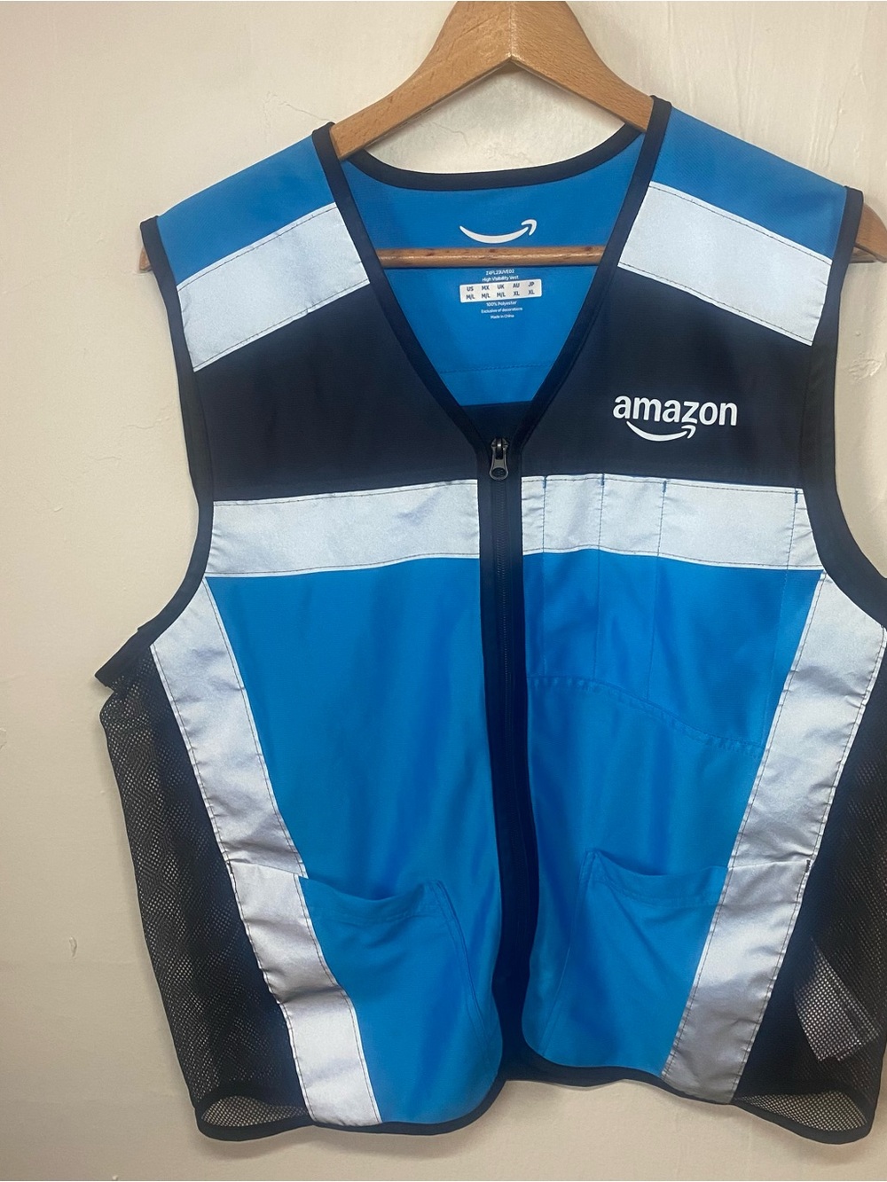 Amazon Vest Pants Set Men’s Blue Black Reflective Work Uniform M/L